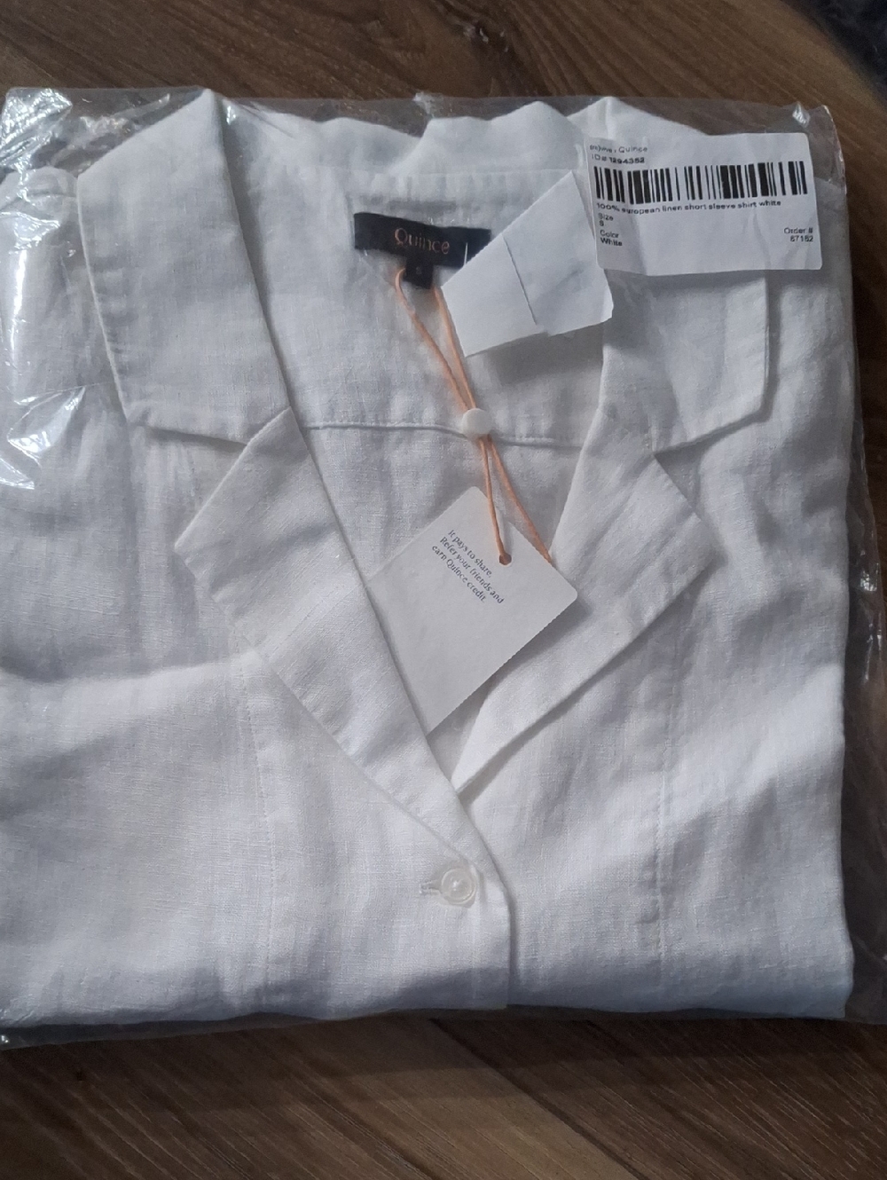 Quince 100% European Linen Short Sleeve Shirt White S - Picture 3 of 4